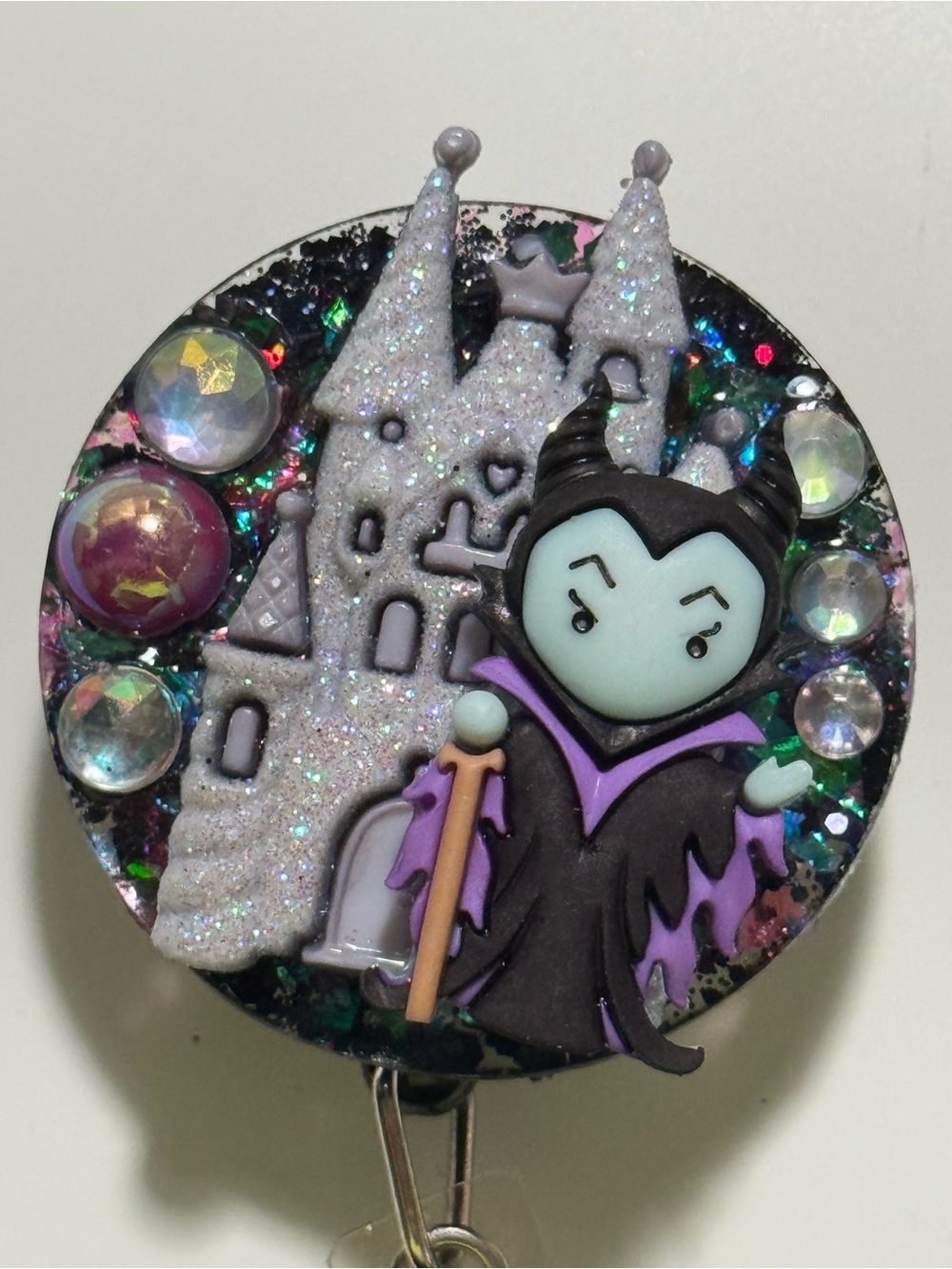Handcrafted Disney Villain Maleficent Purple & Black Castle Badge Reel